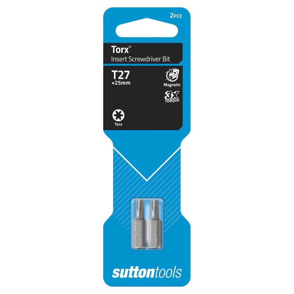 Bit Screwdriver Torx T27 x 25mm 2Pc Sutton