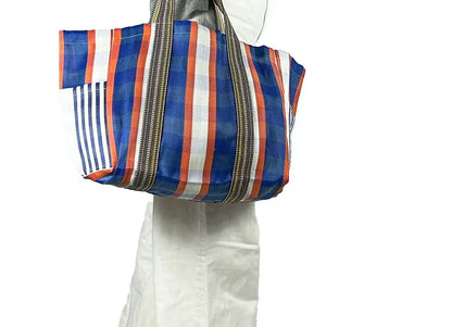 POCKET MARKET BAG: BLUE/ORANGE