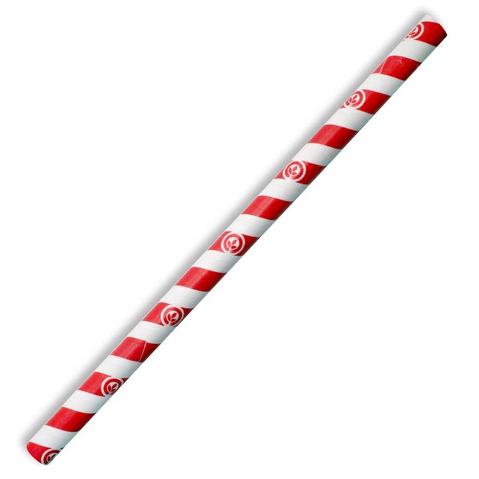 BioPak Jumbo Red Stripe Paper BioStraws 10mm x 197mm – Pack of 100